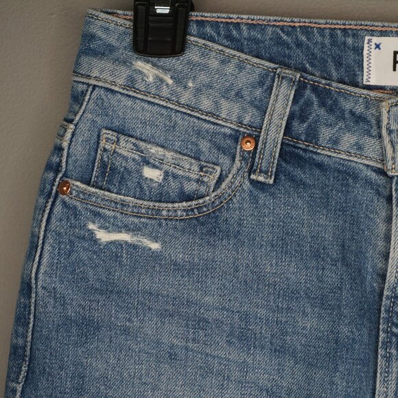 NEW PAIGE Sarah Longline Cut Off Short in Wannabe Distressed w/ dip hem sz 24 - Picture 7 of 16